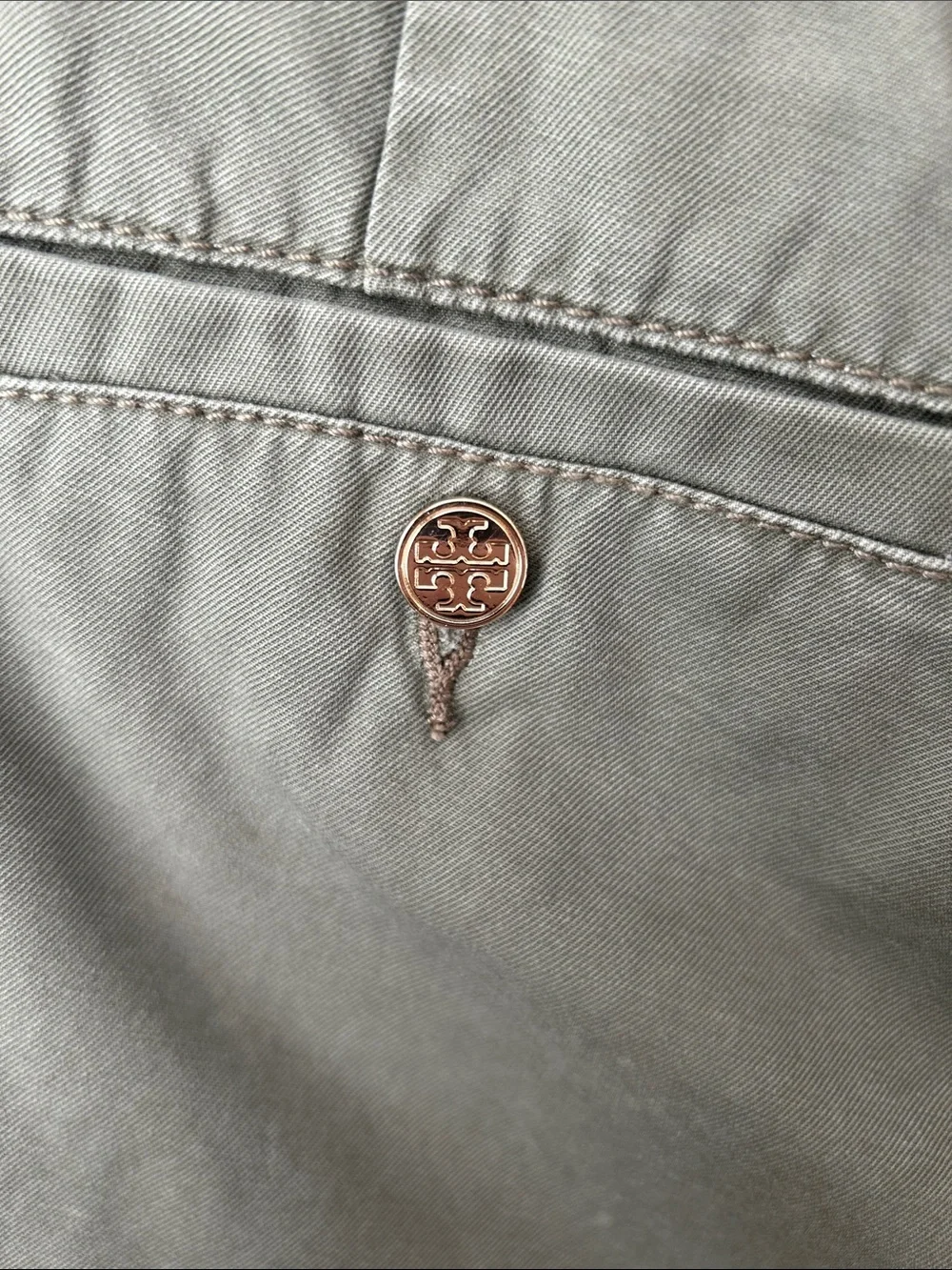Tory Burch Khaki Green Bermuda Chino Shorts 25